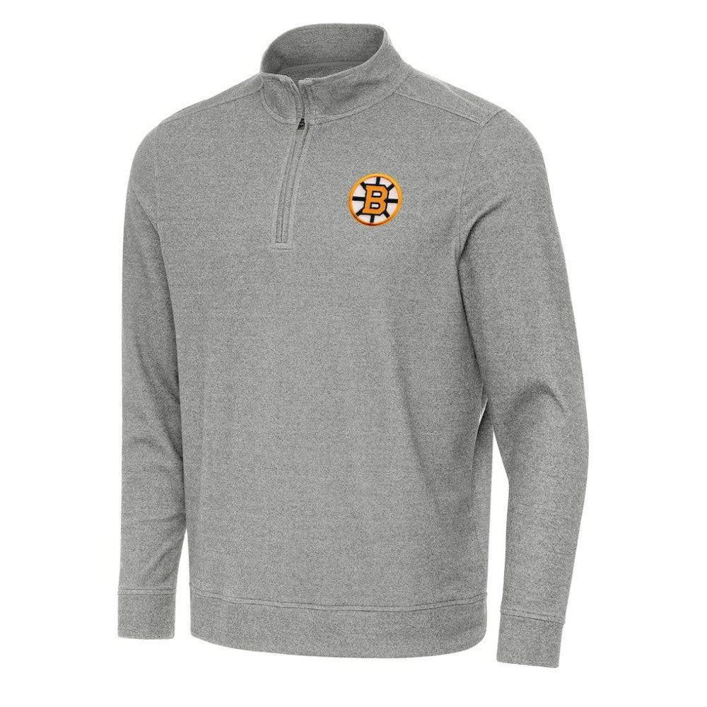 Boston Bruins Antigua Subtle Quarter-Zip Sweatshirt - Heather Black | NHL near me