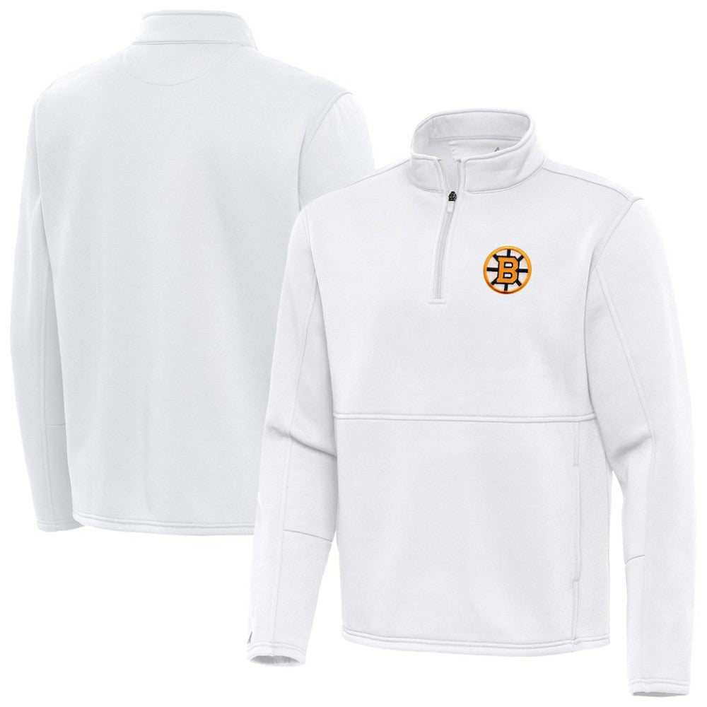 Boston Bruins Antigua Twist Quarter-Zip Pullover Jacket - White | NHL sale