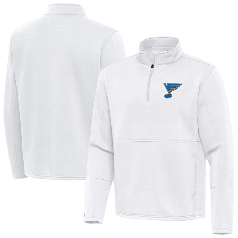 St. Louis Blues Antigua Twist Quarter-Zip Pullover Jacket - White | NHL Clearance