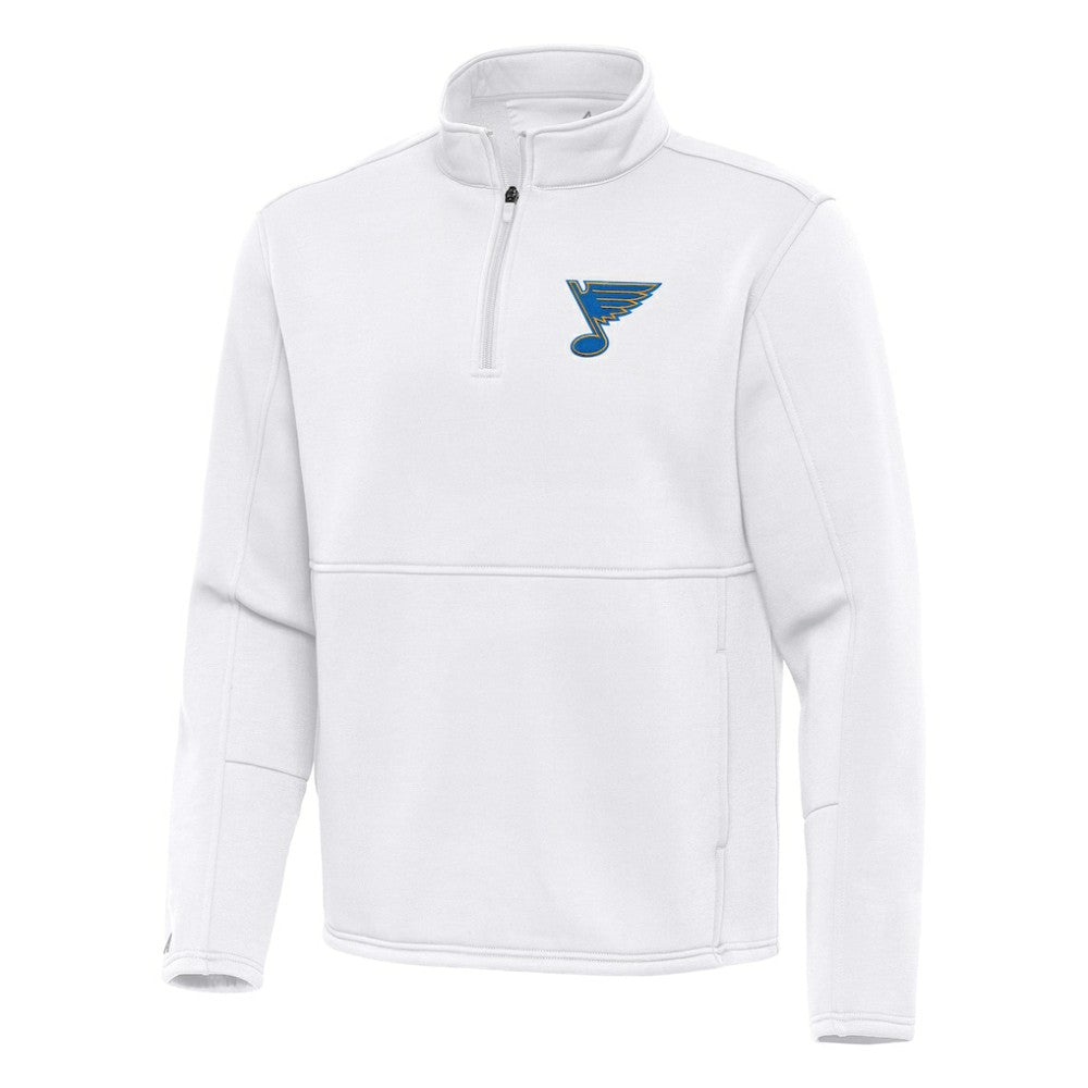 St. Louis Blues Antigua Twist Quarter-Zip Pullover Jacket - White | NHL Clearance
