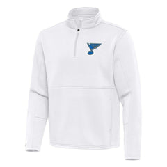 St. Louis Blues Antigua Twist Quarter-Zip Pullover Jacket - White | NHL Clearance