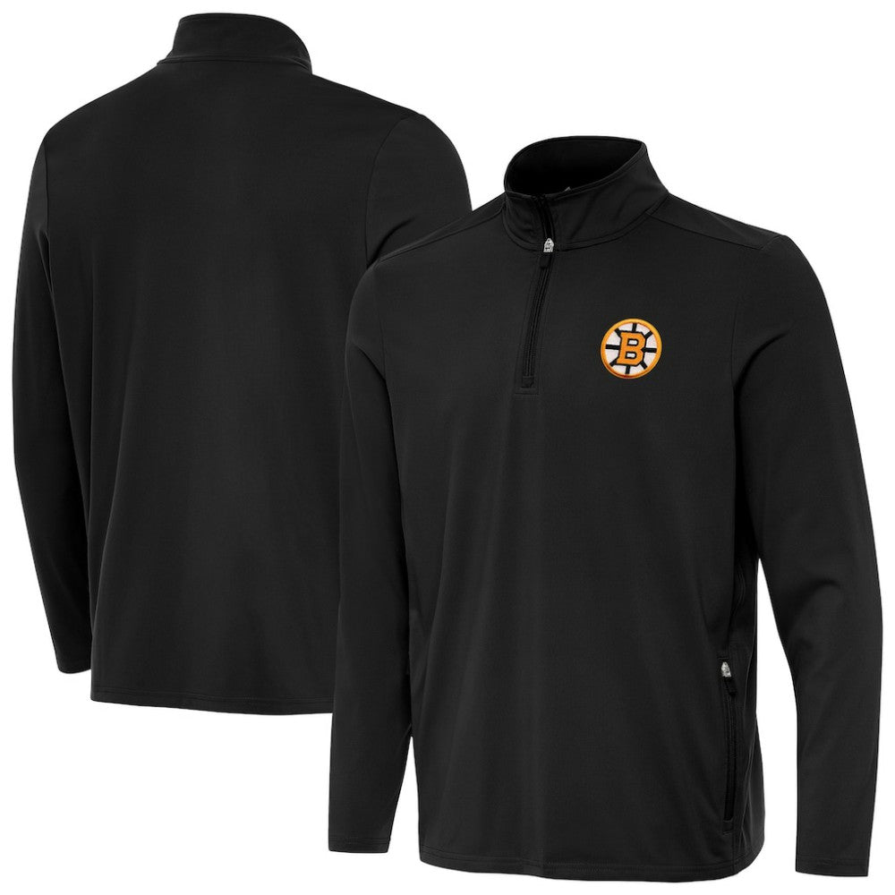 Boston Bruins Antigua Perilous Quarter-Zip Sweatshirt - Black | NHL Lifestyle
