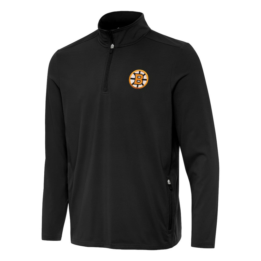 Boston Bruins Antigua Perilous Quarter-Zip Sweatshirt - Black | NHL Lifestyle
