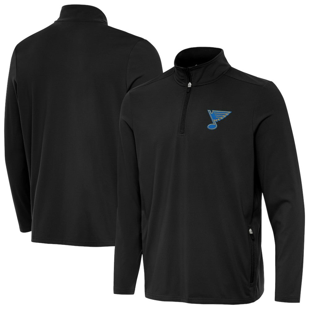 St. Louis Blues Antigua Perilous Quarter-Zip Sweatshirt - Black | NHL Lifestyle
