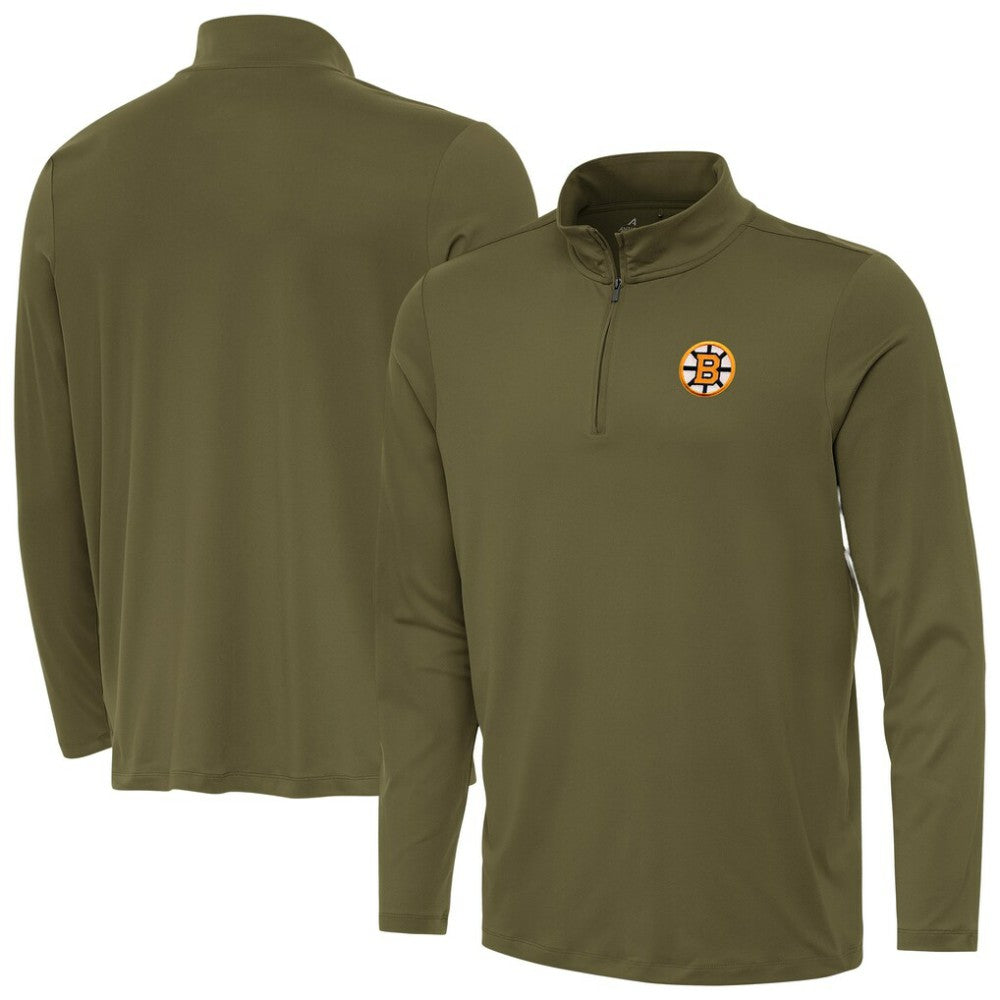 Boston Bruins Antigua Reprocess Quarter-Zip Pullover - Olive | NHL discount