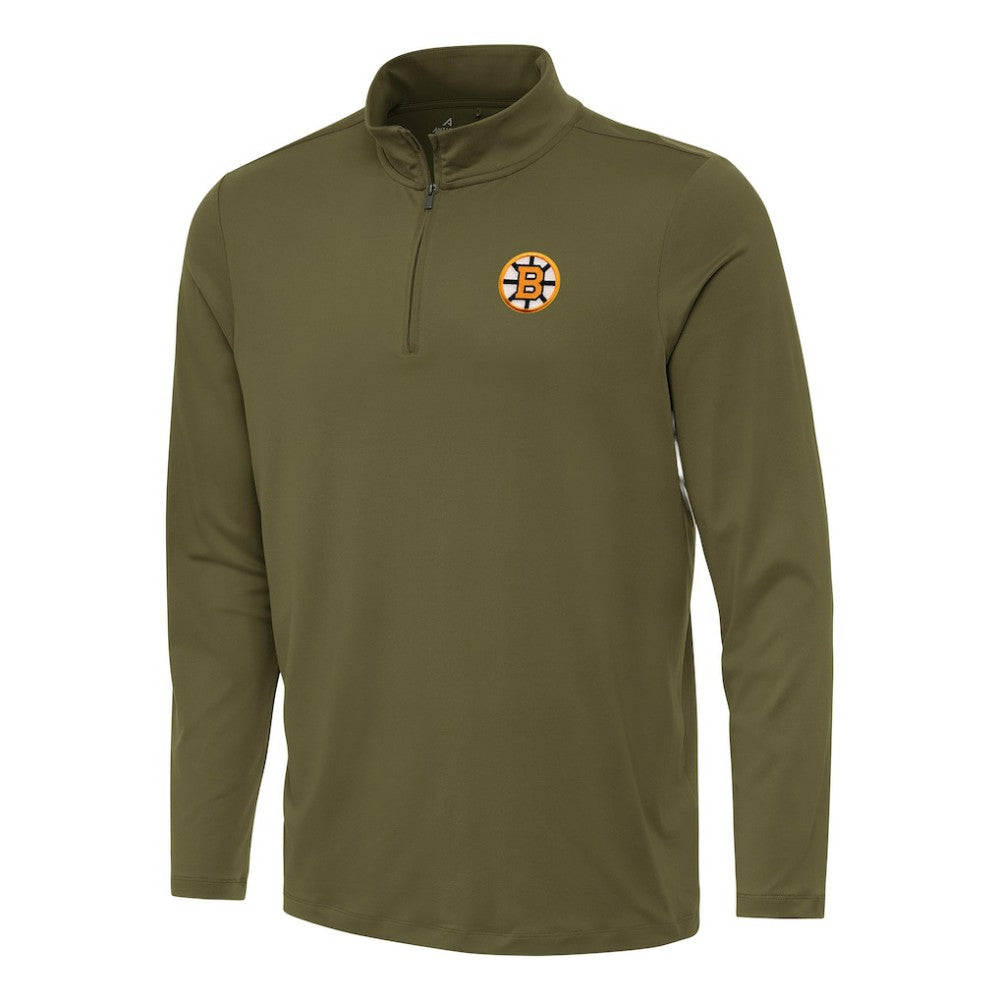 Boston Bruins Antigua Reprocess Quarter-Zip Pullover - Olive | NHL discount