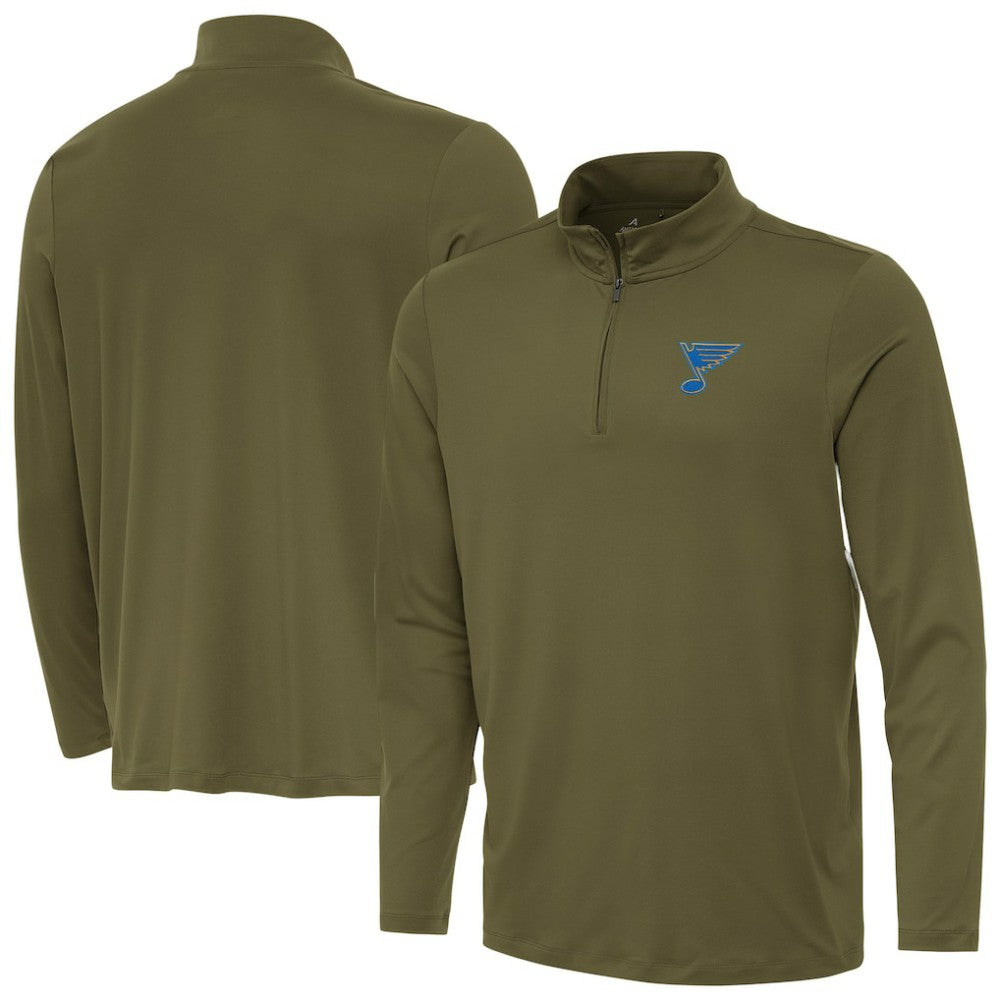 St. Louis Blues Antigua Reprocess Quarter-Zip Pullover - Olive | NHL discount
