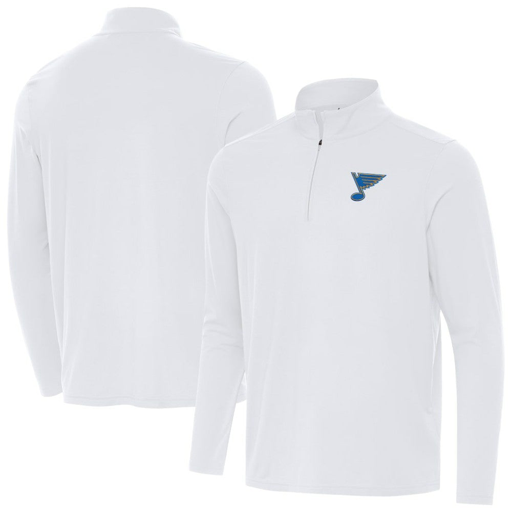 St. Louis Blues Antigua Intent Quarter-Zip Top - White | NHL Clearance