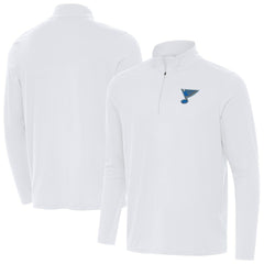 St. Louis Blues Antigua Intent Quarter-Zip Top - White | NHL Clearance