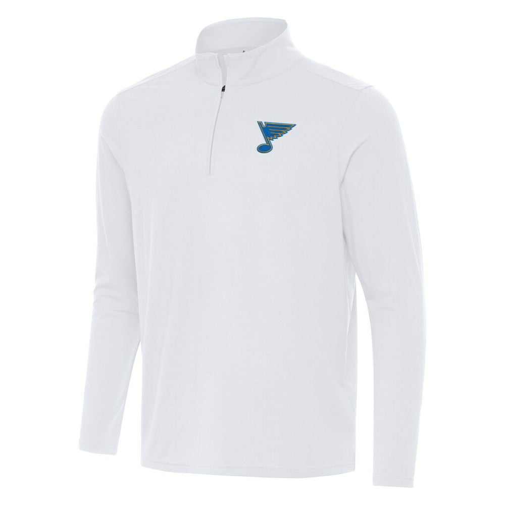 St. Louis Blues Antigua Intent Quarter-Zip Top - White | NHL Clearance