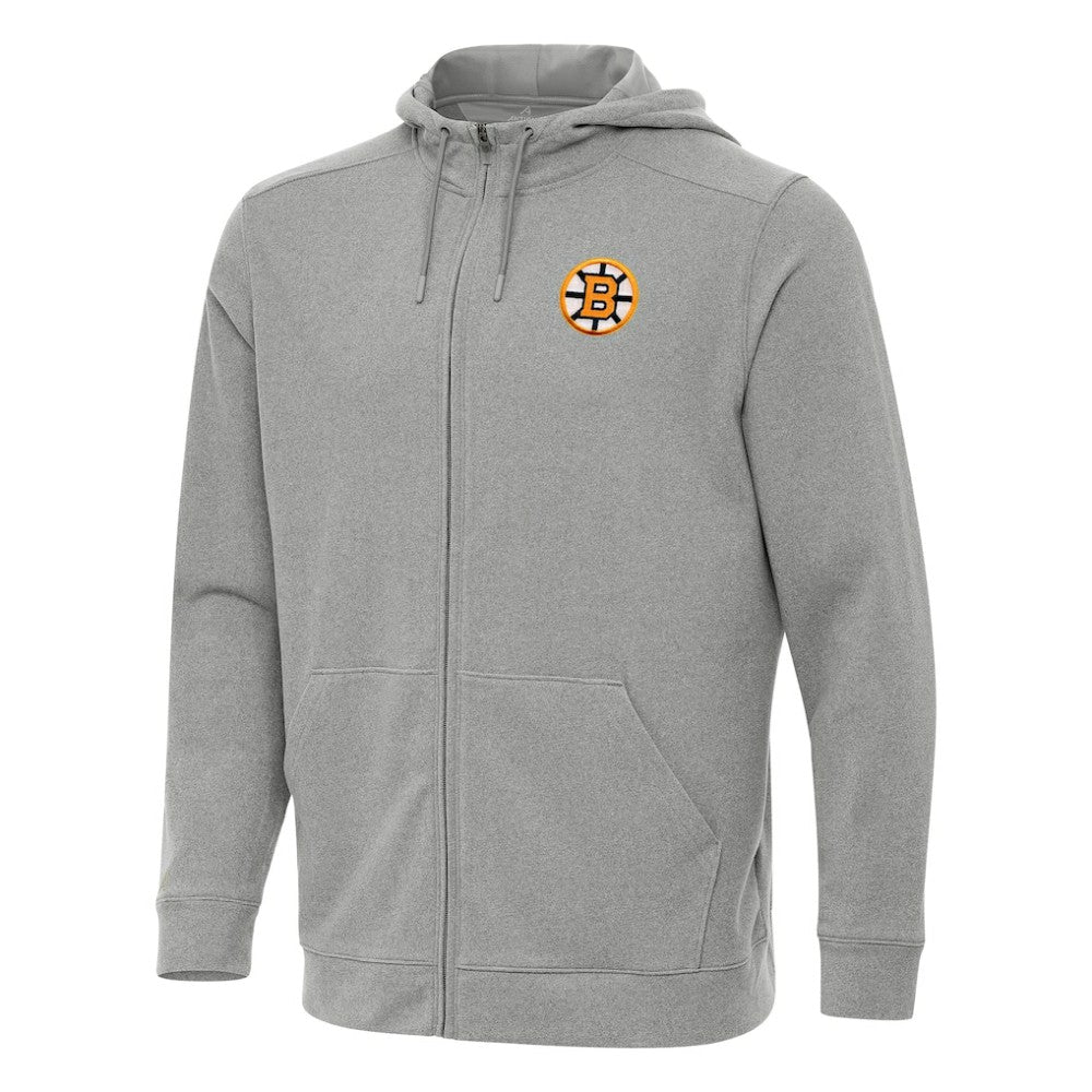 Boston Bruins Antigua Effortless Full-Zip Hoodie - Heather Gray | NHL near me