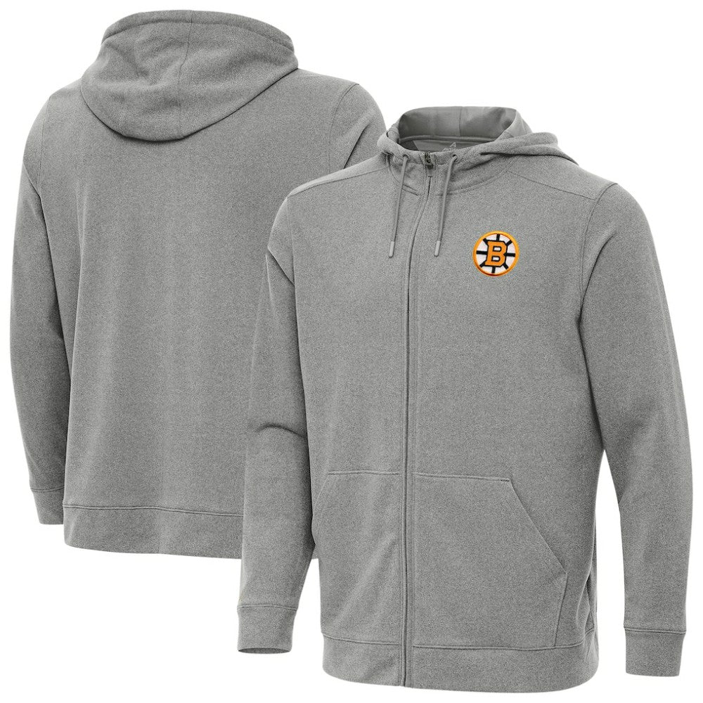 Boston Bruins Antigua Effortless Full-Zip Hoodie - Heather Black | NHL near me