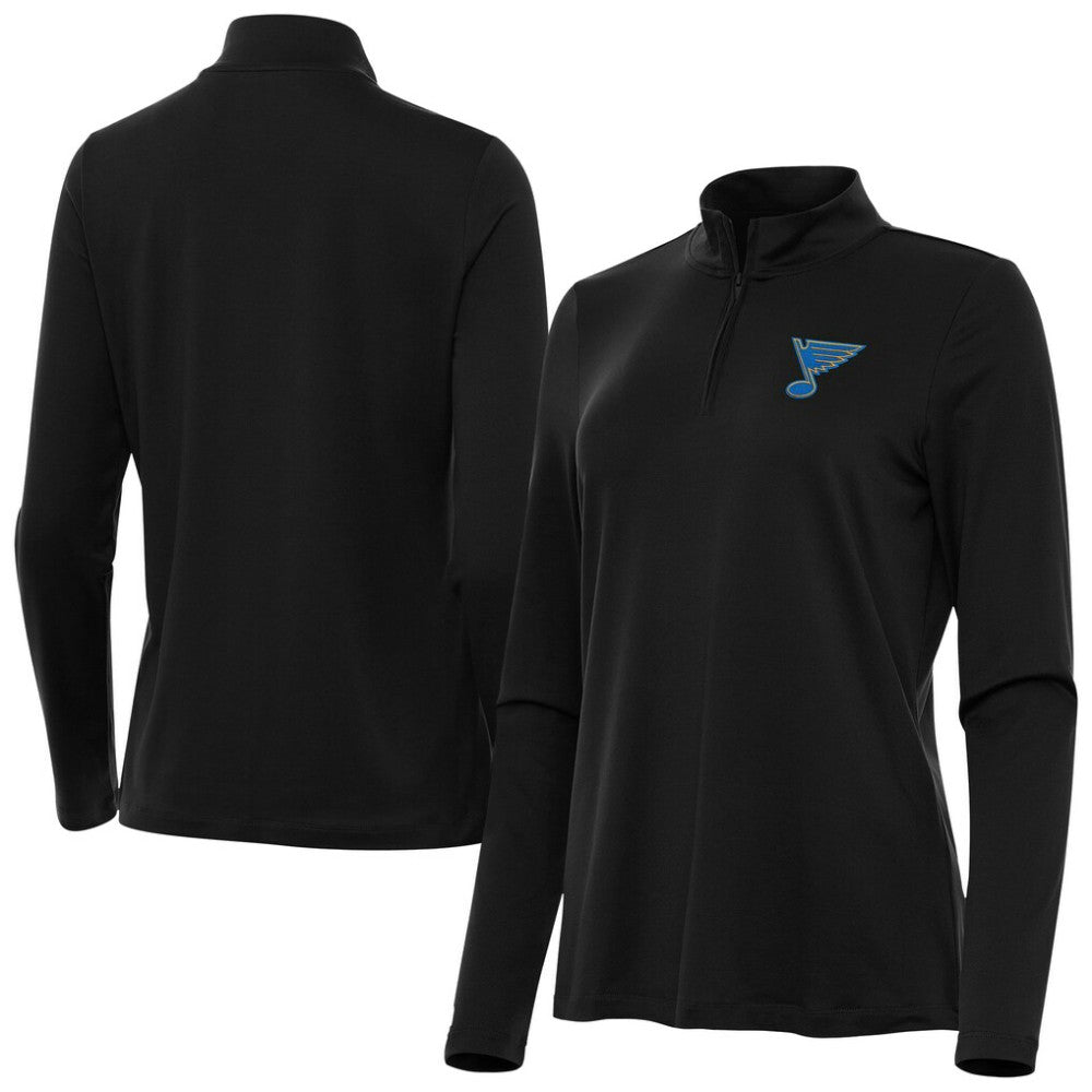St. Louis Blues Antigua Women's Reprocess Quarter-Zip Pullover - Black | NHL Lifestyle