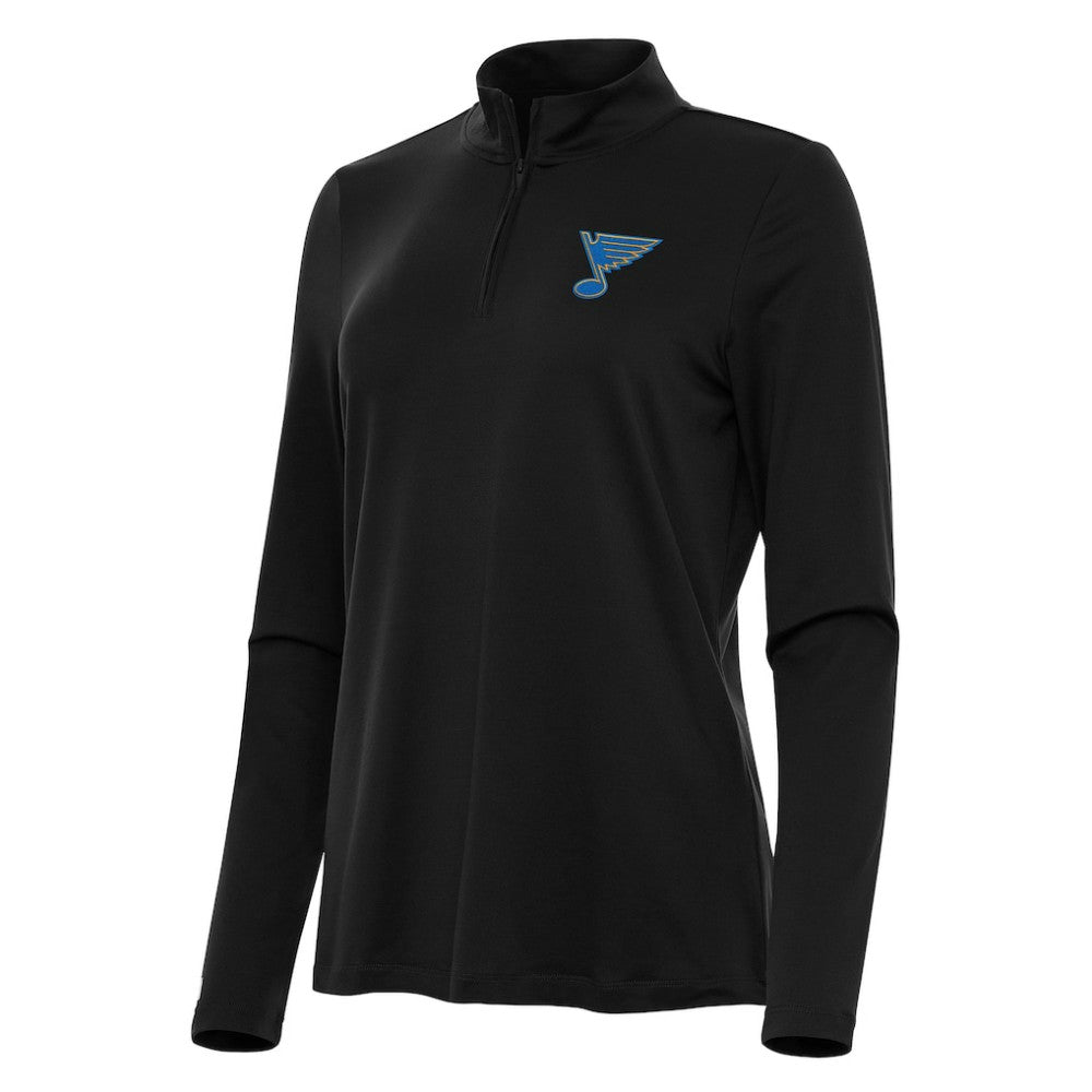 St. Louis Blues Antigua Women's Reprocess Quarter-Zip Pullover - Black | NHL Lifestyle