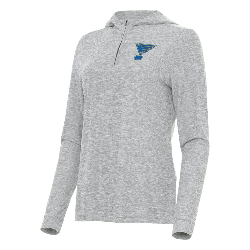 St. Louis Blues Antigua Women's Daybreak Quarter-Zip Hoodie - Heather Gray | NHL Lifestyle