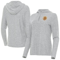 Boston Bruins Antigua Women's Daybreak Quarter-Zip Hoodie - Heather Gray | NHL Clearance