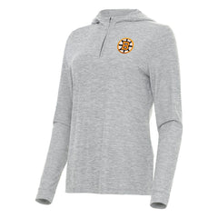 Boston Bruins Antigua Women's Daybreak Quarter-Zip Hoodie - Heather Gray | NHL Clearance