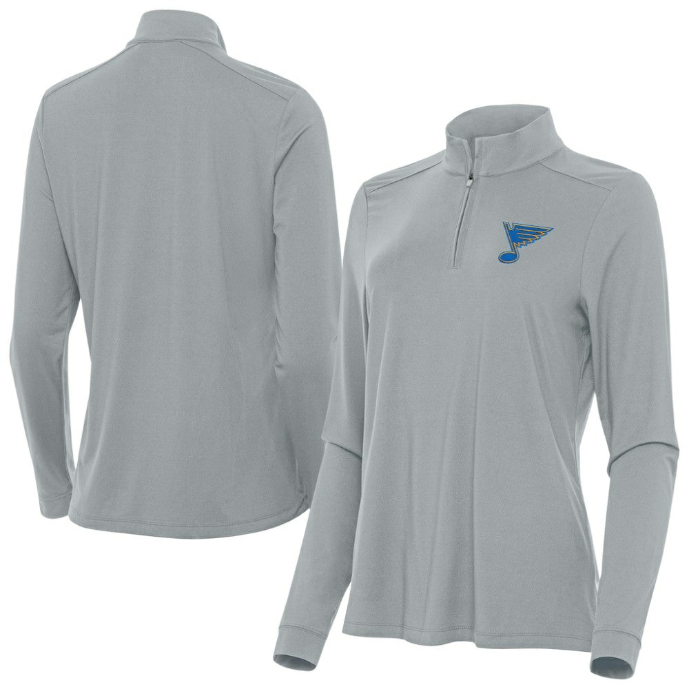 St. Louis Blues Antigua Women's Intent Quarter-Zip Pullover - Gray | NHL online