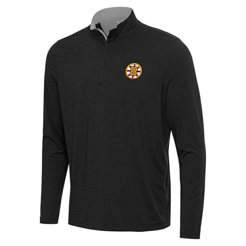Boston Bruins Antigua Content Quarter-Zip Jacket - Heather Gray | NHL Lifestyle