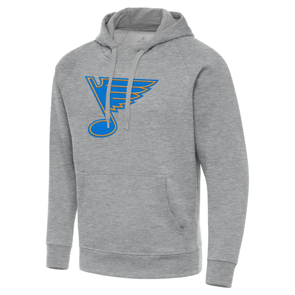 St. Louis Blues Antigua Victory Tall Pullover Hoodie - Heather Gray | NHL Lifestyle