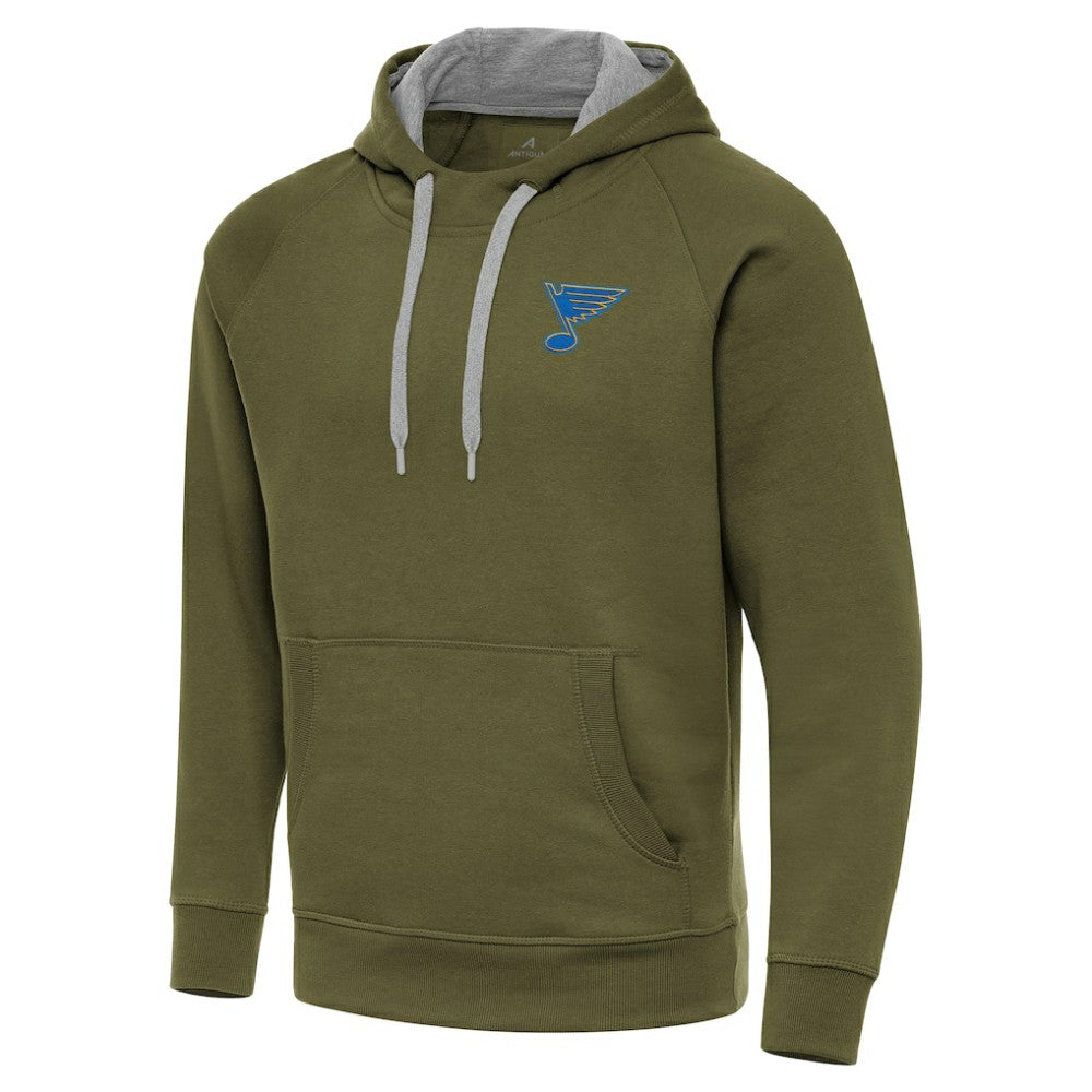 St. Louis Blues Antigua Victory Pullover Hoodie - Olive | NHL on sale