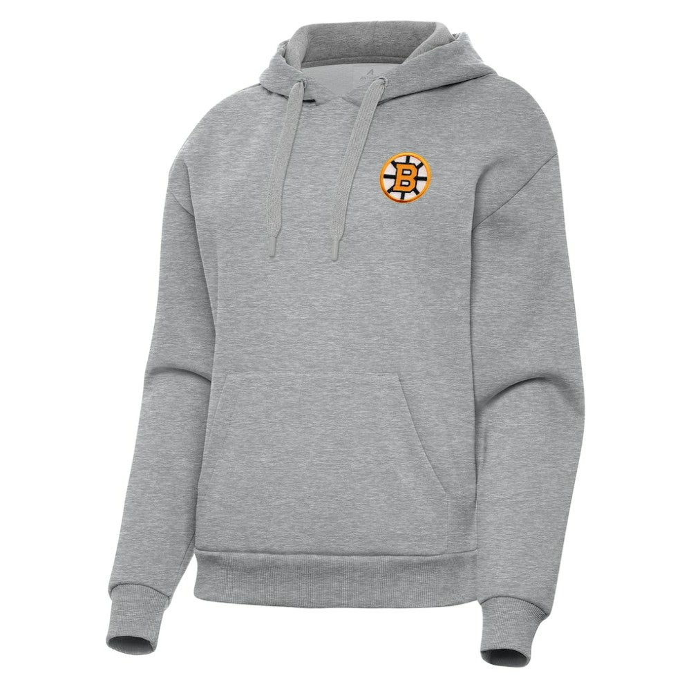 Boston Bruins Antigua Women's Victory Pullover Hoodie - Heather Gray | NHL Clearance