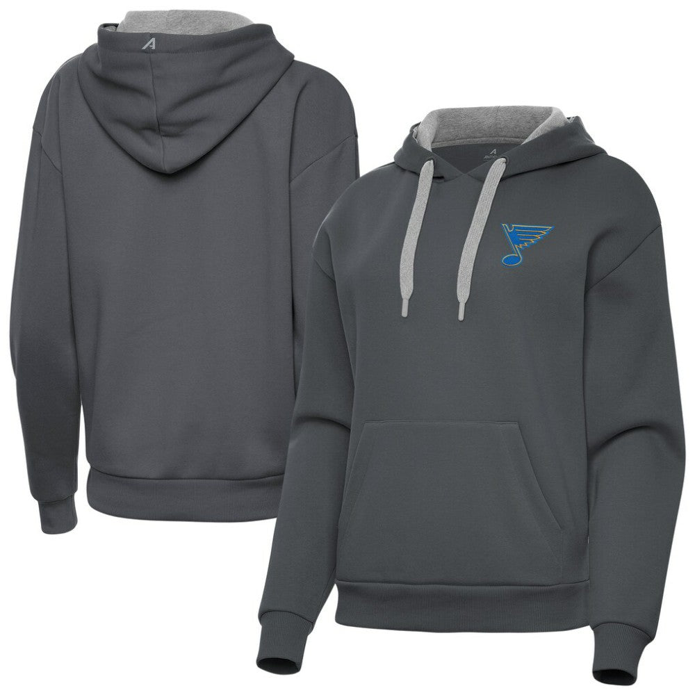 St. Louis Blues Antigua Women's Victory Pullover Hoodie - Charcoal | NHL Lifestyle