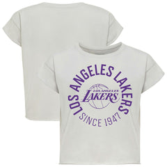 Los Angeles Lakers Sportiqe Women's Cropped Genuine Issue Collection Alana T-Shirt Gray
