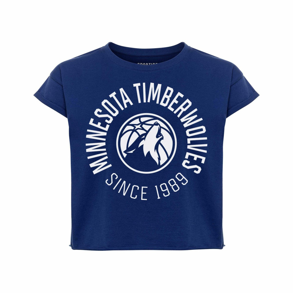 Minnesota Timberwolves Sportiqe Women's Cropped Genuine Issue Collection Alana T-Shirt Navy