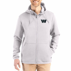 Washington Commanders Cutter & Buck Roam Epic Comfort Recycled Full-Zip Hoodie Jacket - Gray - NFL