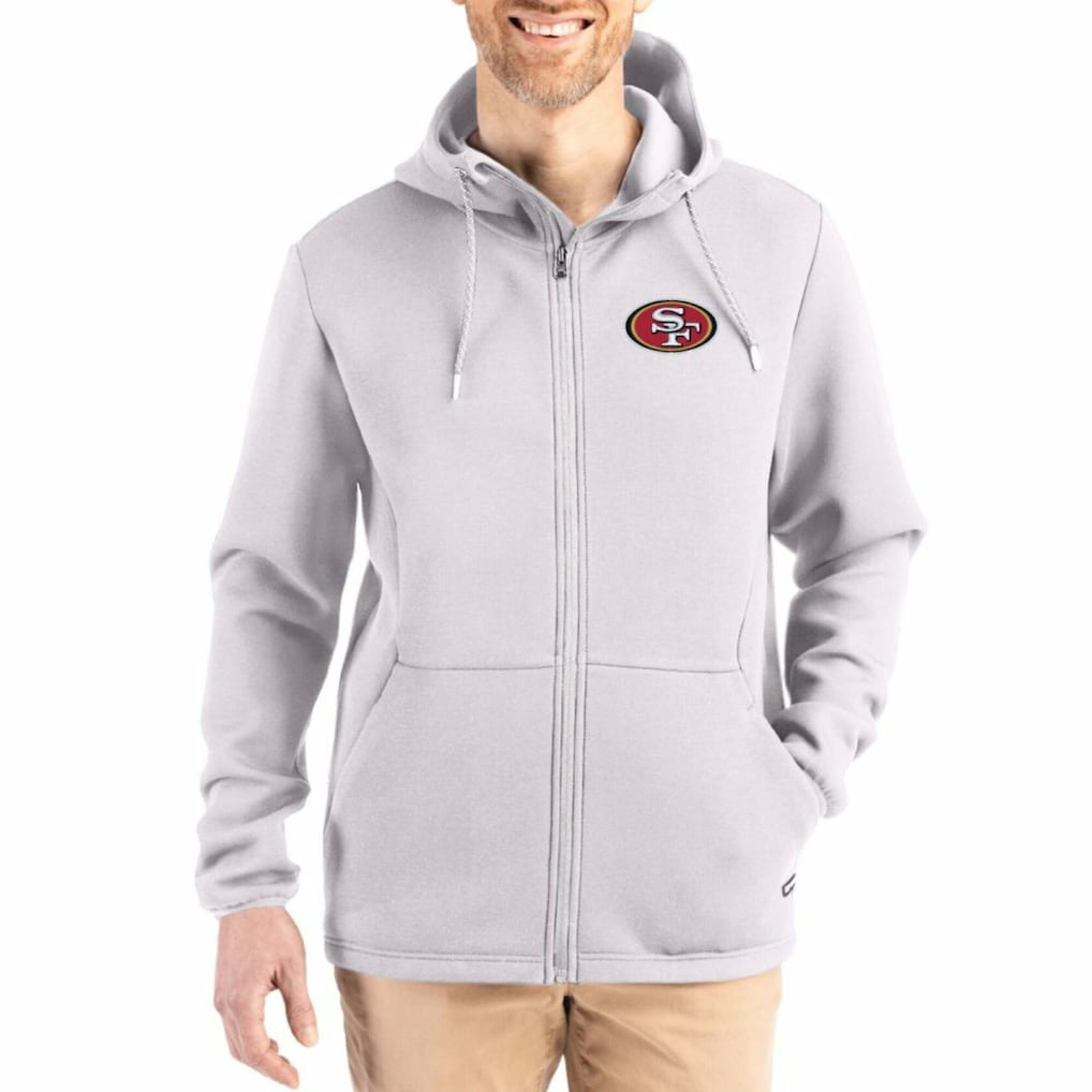 San Francisco 49ers Cutter & Buck Roam Epic Comfort Recycled Full-Zip Hoodie Jacket - Gray - NFL