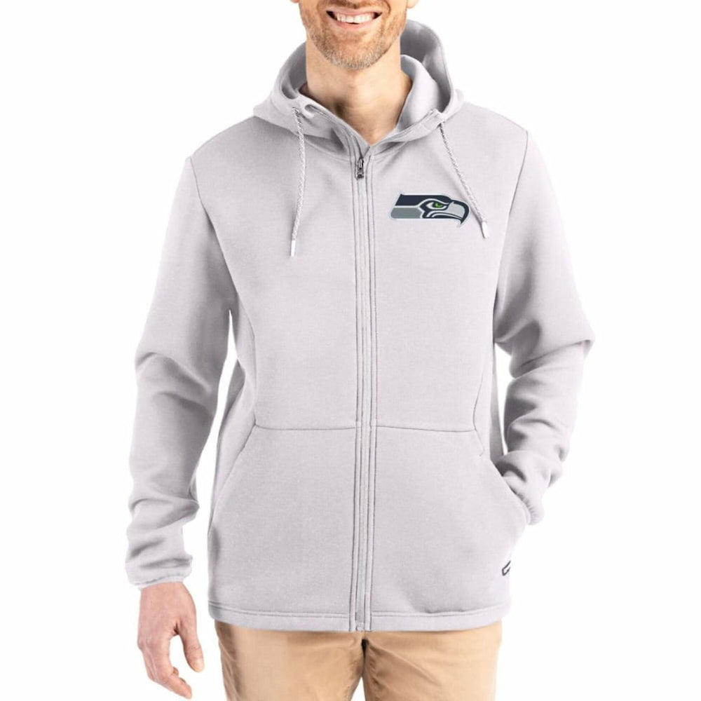Seattle Seahawks Cutter & Buck Roam Epic Comfort Recycled Full-Zip Hoodie Jacket - Gray - NFL