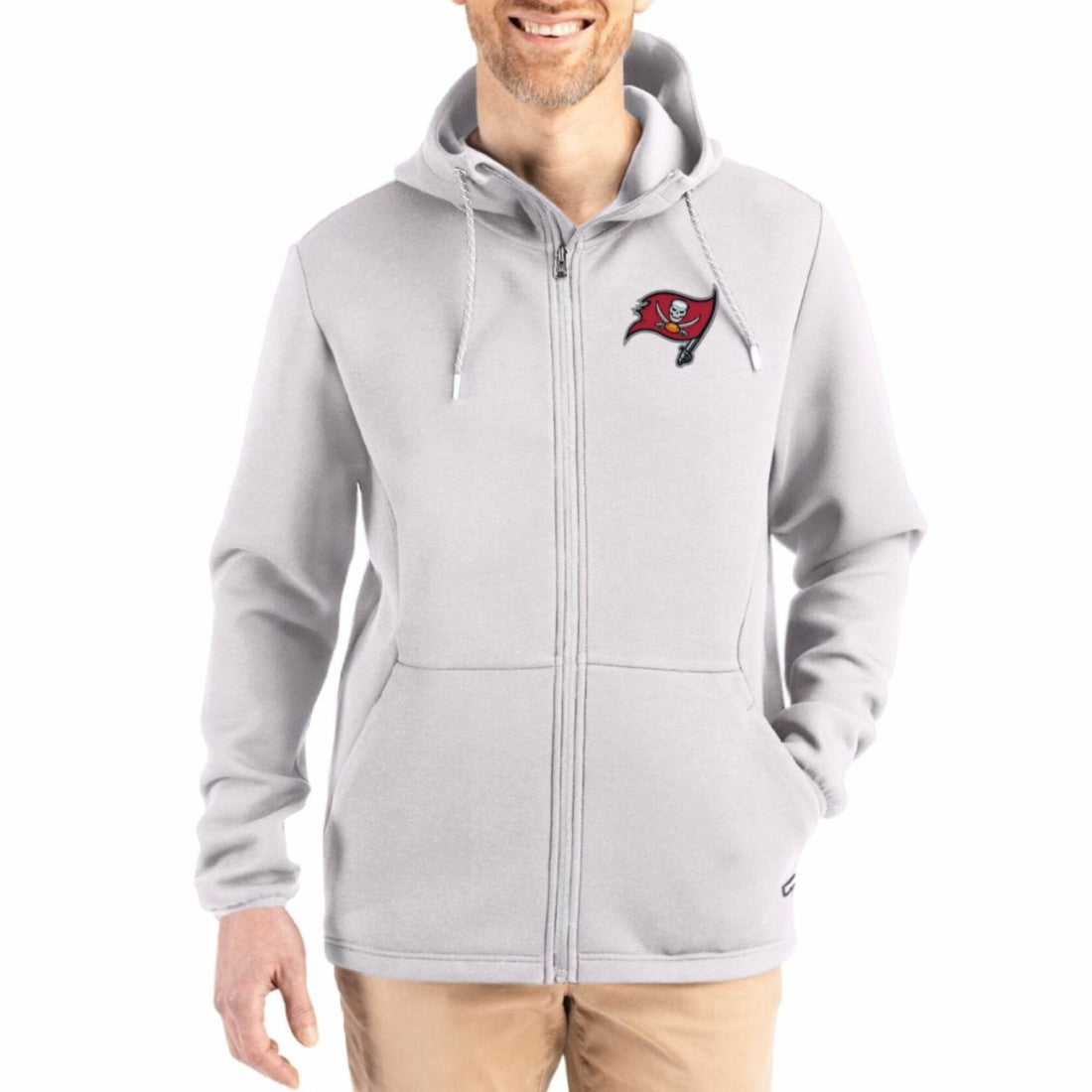 Tampa Bay Buccaneers Cutter & Buck Roam Epic Comfort Recycled Full-Zip Hoodie Jacket - Gray - NFL