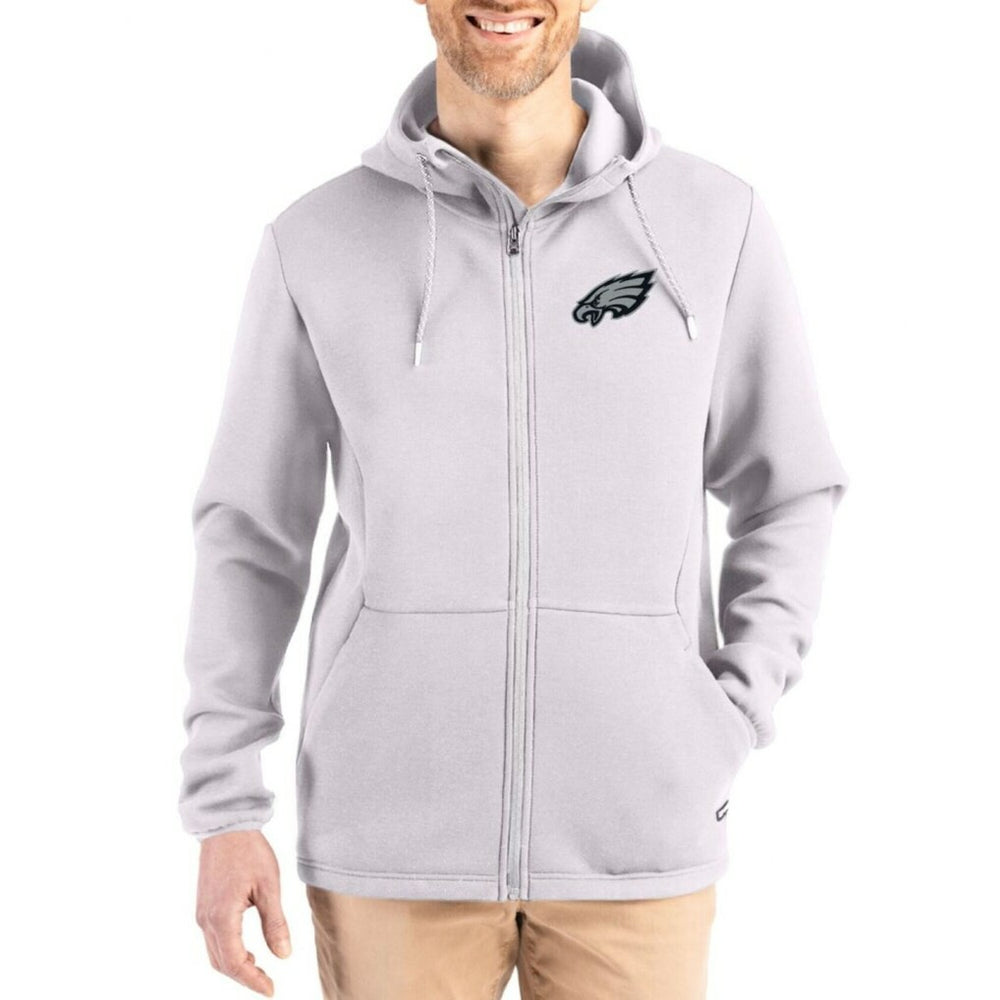 Philadelphia Eagles Cutter & Buck Roam Epic Comfort Recycled Full-Zip Hoodie Jacket - Gray - NFL