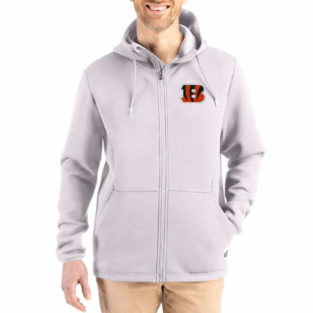 Cincinnati Bengals Cutter & Buck Roam Epic Comfort Recycled Full-Zip Hoodie Jacket - Gray - NFL