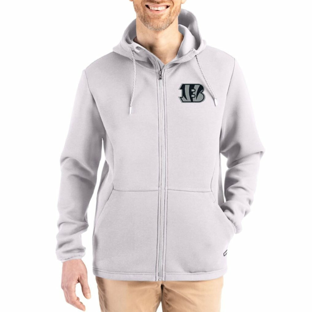 Cincinnati Bengals Cutter & Buck Roam Epic Comfort Recycled Full-Zip Hoodie Jacket - Gray - NFL