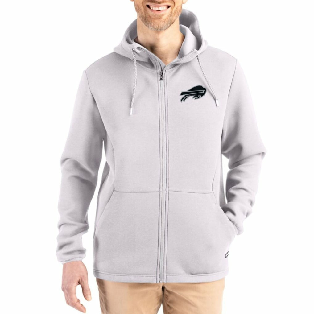 Buffalo Bills Cutter & Buck Roam Epic Comfort Recycled Full-Zip Hoodie Jacket - Gray - NFL