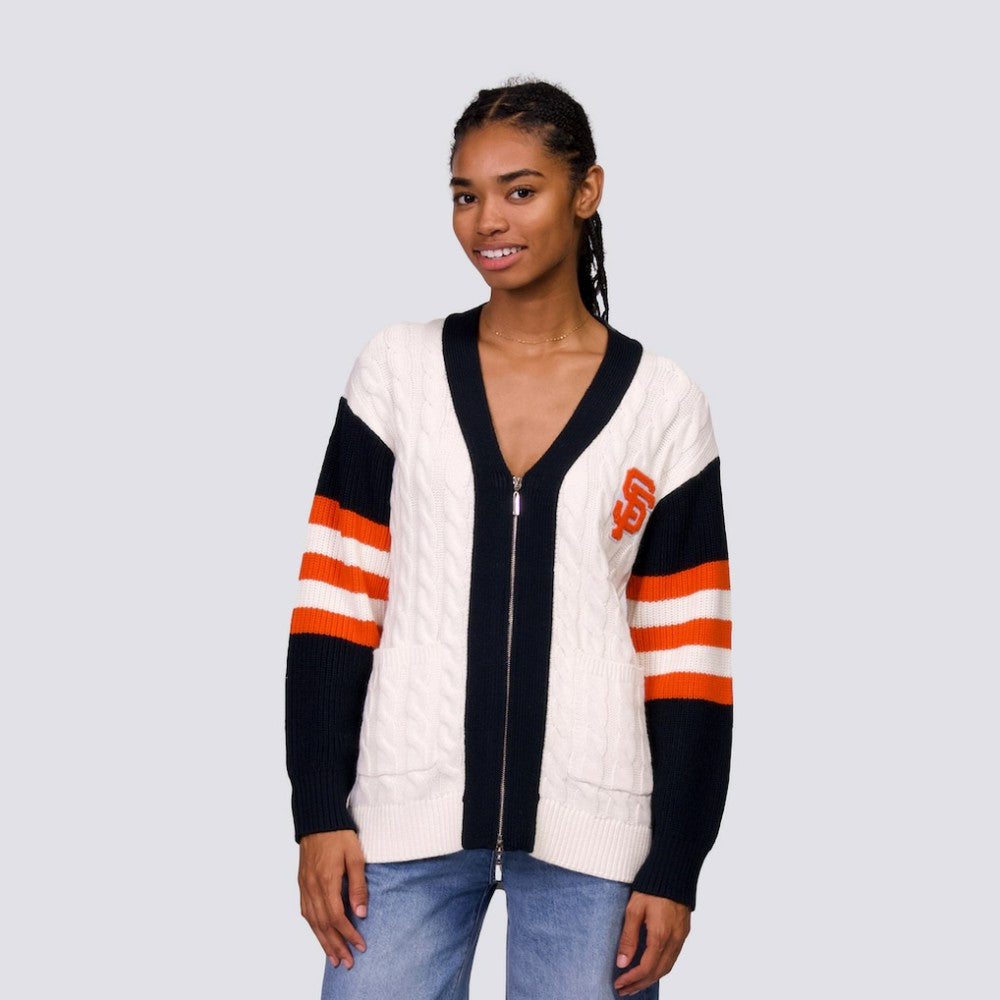 San Francisco Giants Lusso Women's Shyla Knit V-Neck Full-Zip Sweater Outlet