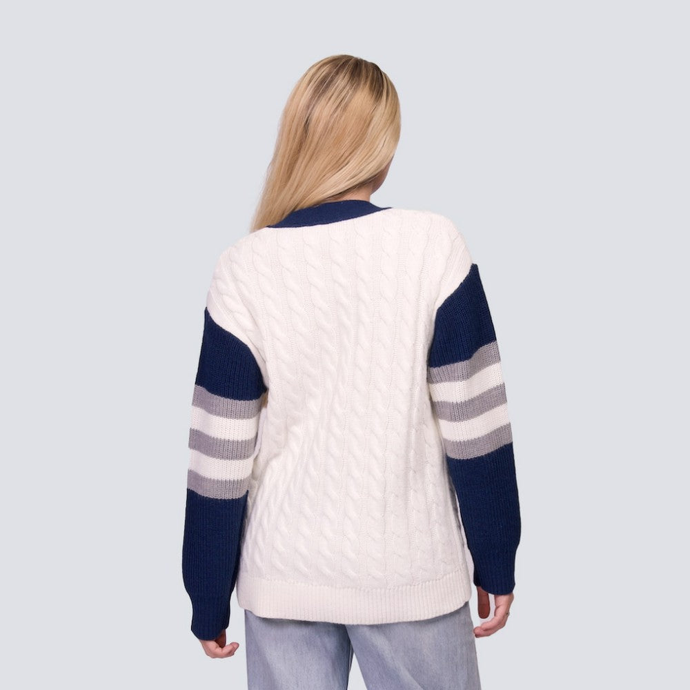 New York Yankees Lusso Women's Shyla Knit V-Neck Full-Zip Sweater Outlet