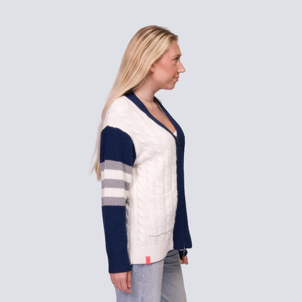 New York Yankees Lusso Women's Shyla Knit V-Neck Full-Zip Sweater Outlet
