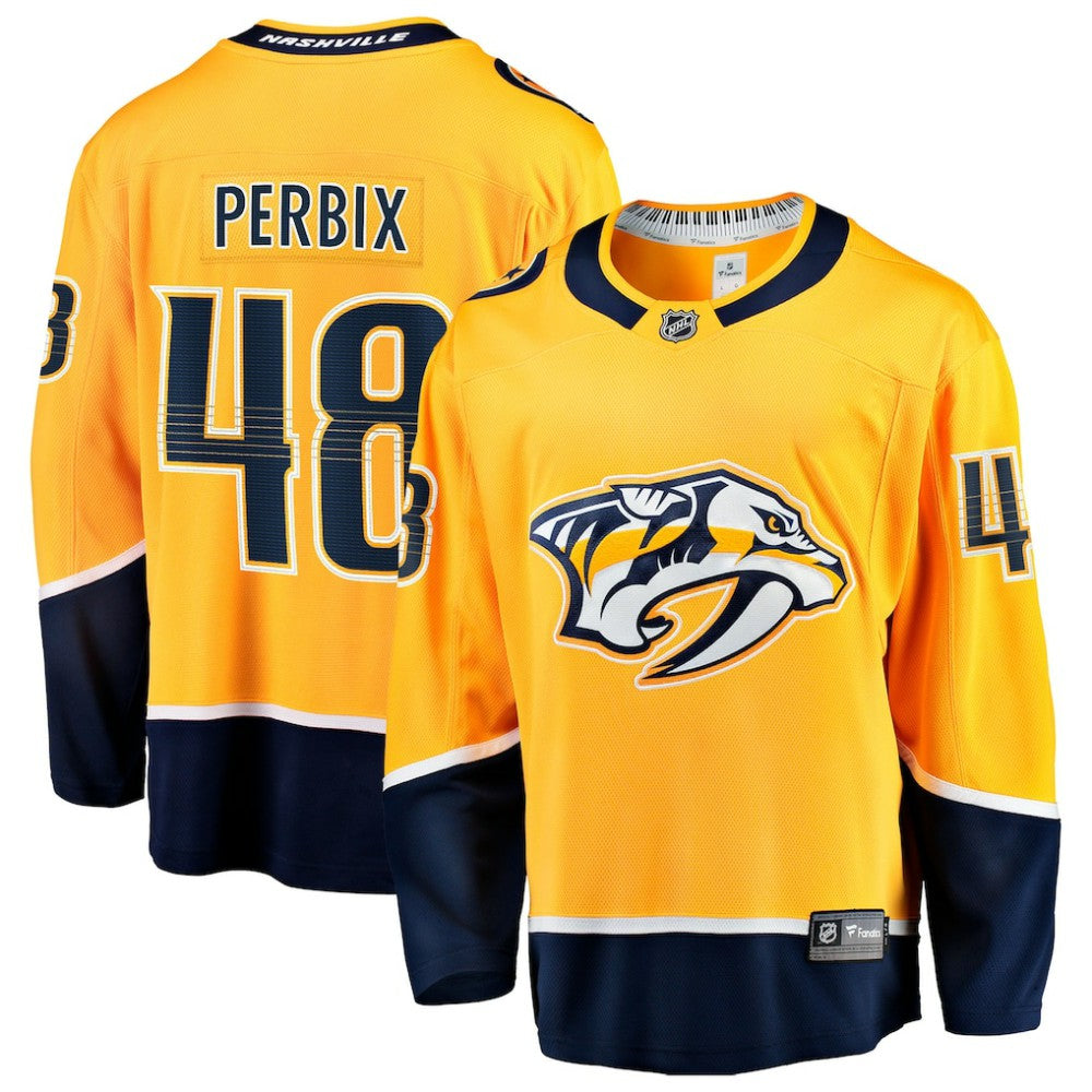 Nick Perbix Nashville Predators Fanatics Home Breakaway Jersey - Gold | Fanatics Lifestyle