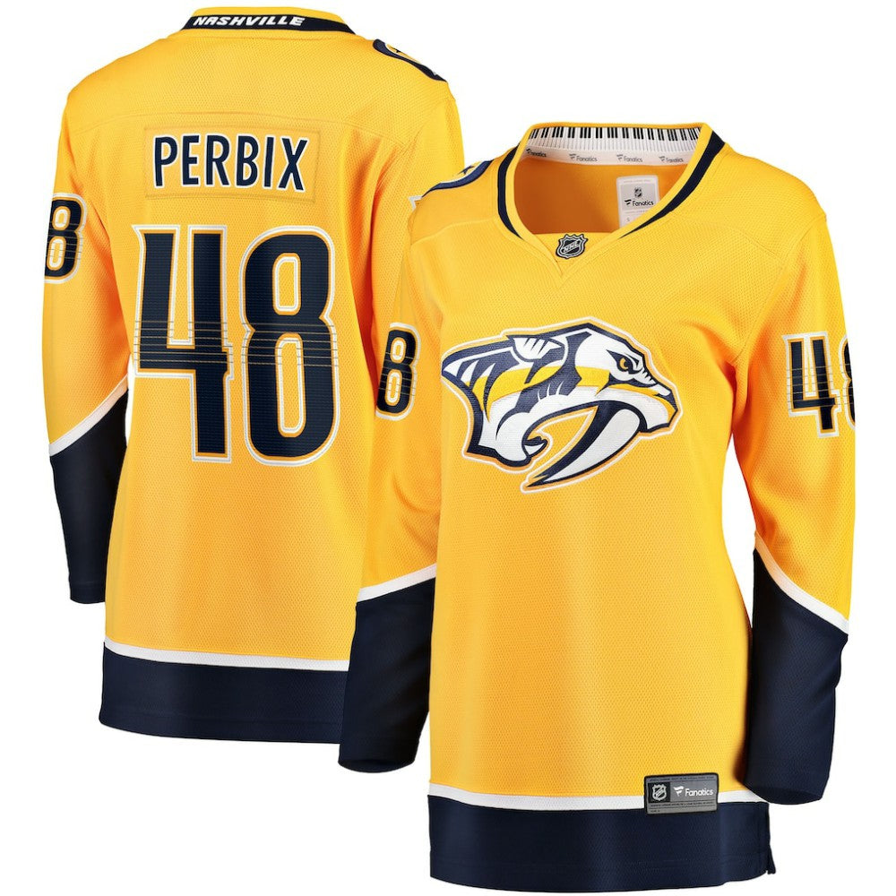 Nick Perbix Nashville Predators Fanatics Women's Home Breakaway Jersey - Gold | Fanatics Clearance