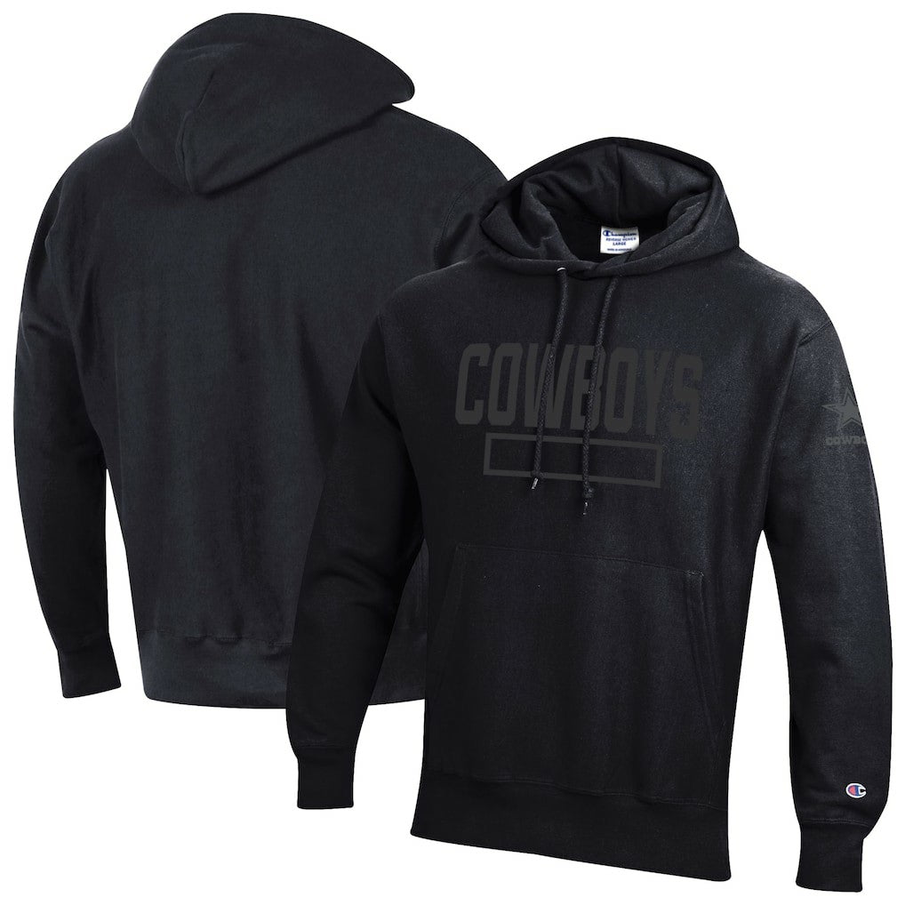 Dallas Cowboys Champion Tonal Reverse Weave Fleece Hoodie - Black - NFL