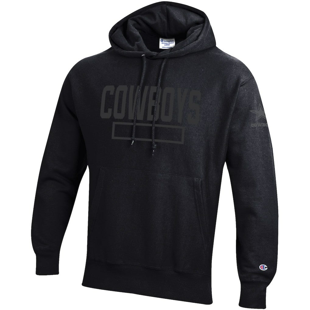 Dallas Cowboys Champion Tonal Reverse Weave Fleece Hoodie - Black - NFL