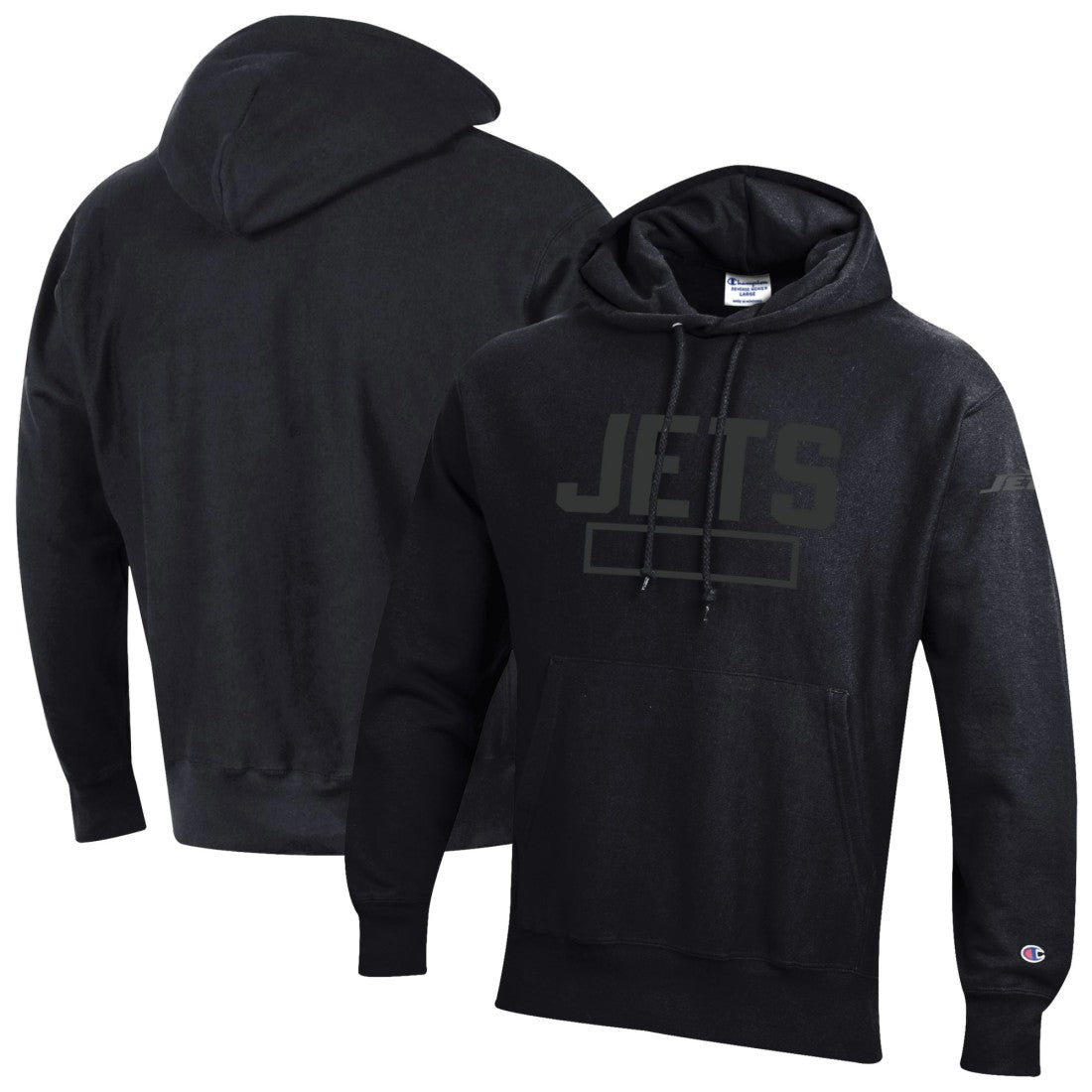 New York Jets Champion Tonal Reverse Weave Fleece Hoodie - Black - NFL