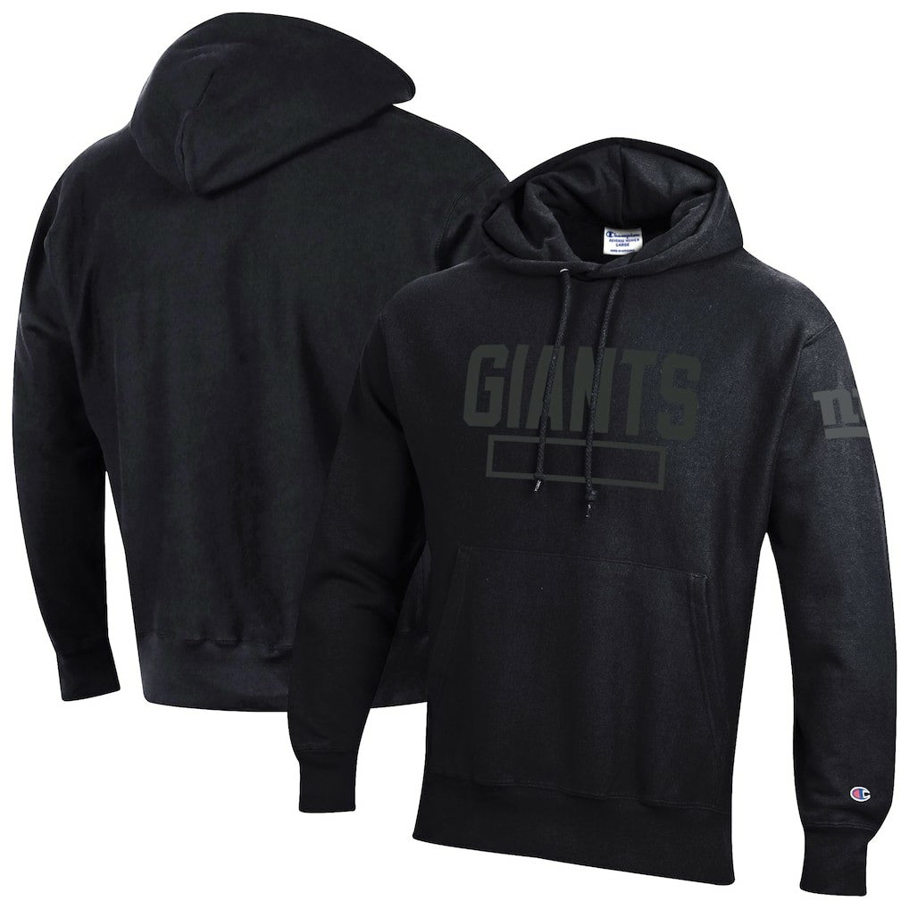 New York Giants Champion Tonal Reverse Weave Fleece Hoodie - Black - NFL