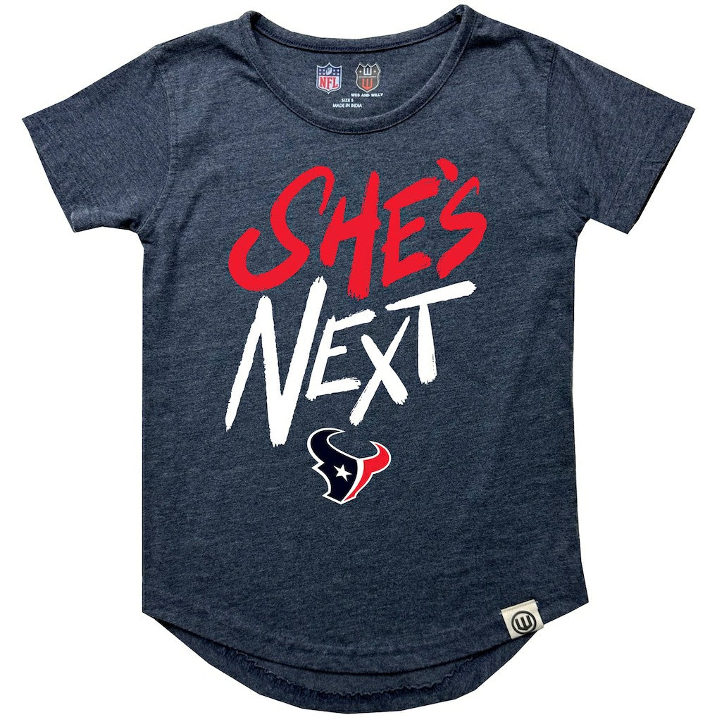 Houston Texans Wes & Willy Girls Youth She's Next Garment Washed T-Shirt - Navy - NFL