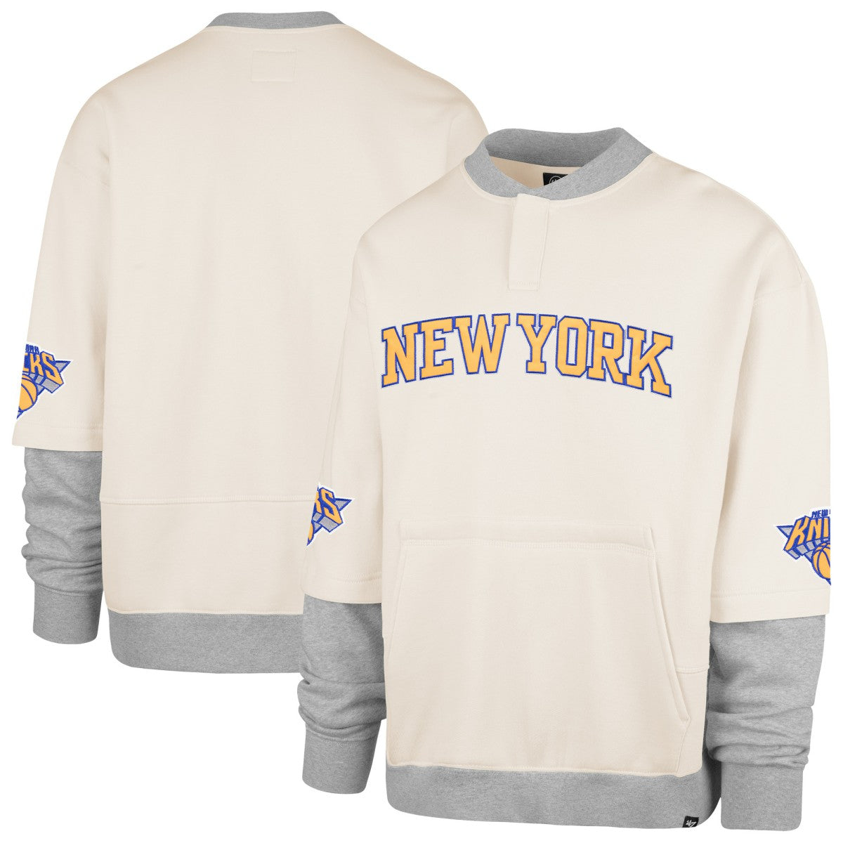 47 brand New York Knicks '47 Crossover Collection Trifecta Double Layered Fleece Sweatshirt Cream