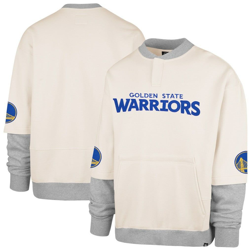 47 brand Golden State Warriors '47 Crossover Collection Trifecta Double Layered Fleece Sweatshirt Cream
