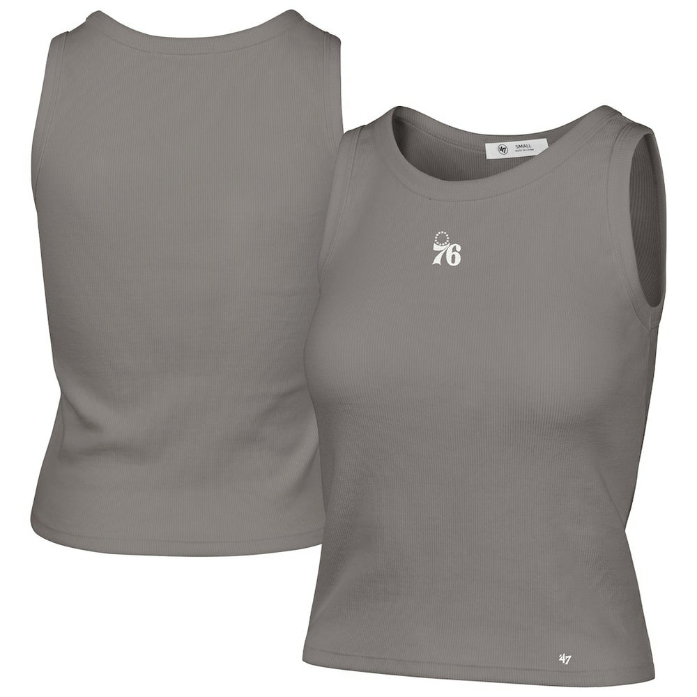 47 brand Philadelphia 76ers '47 Women's Cropped Skyhook Baby Rib Tank Gray